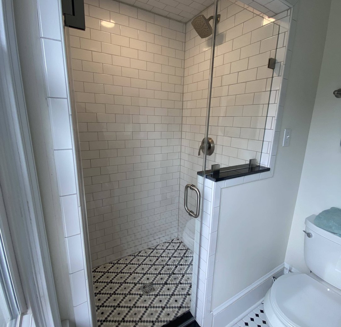 Custom walk-in shower with designer tile work